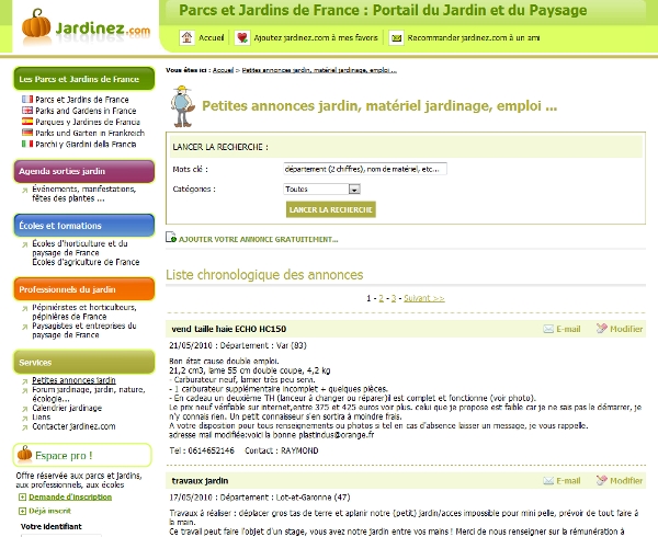 Petites annonces - www.jardinez.com